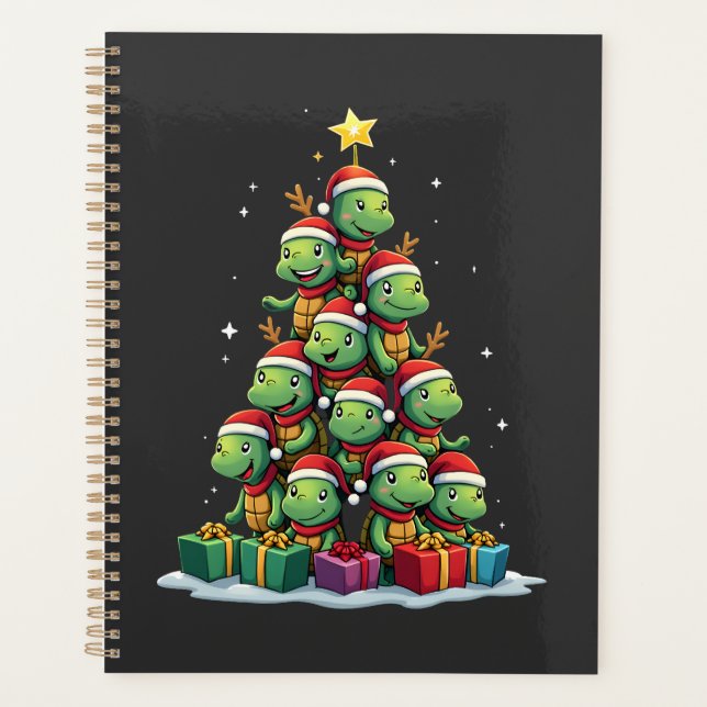 Christmas Tree Sea Turtle Turtles Tortoise T-Shirt Planner (Front)