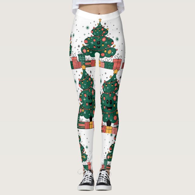 Christmas tree Season greetings Leggings (Front)