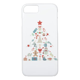 Christmas Tree Shape With Snowman And Ornaments  9 Case-Mate iPhone Case