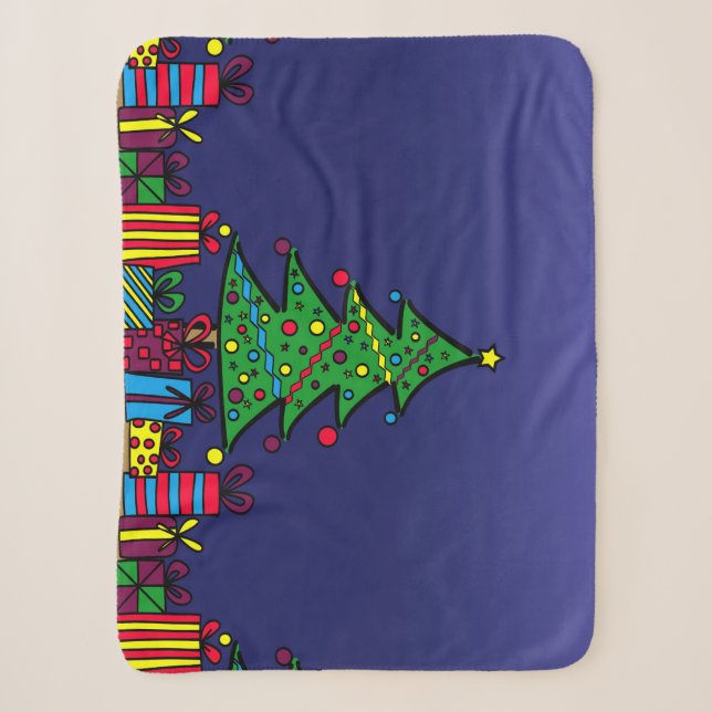 Christmas tree sherpa blanket (Front)
