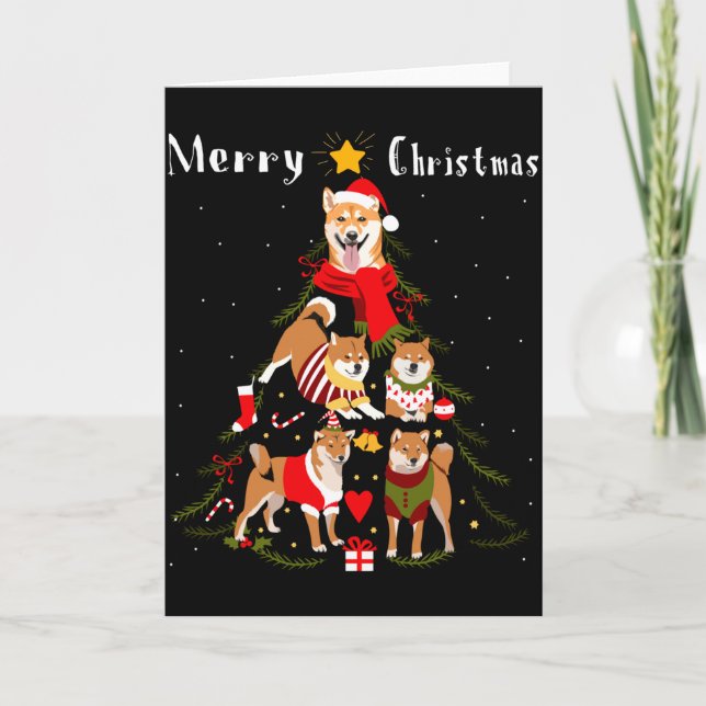 Christmas Tree Shiba Inu Lover Xmas Dog Owner New  Card (Front)