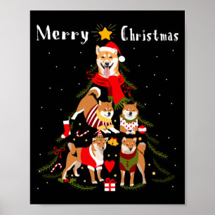 Christmas Tree Shiba Inu Lover Xmas Dog Owner New Poster