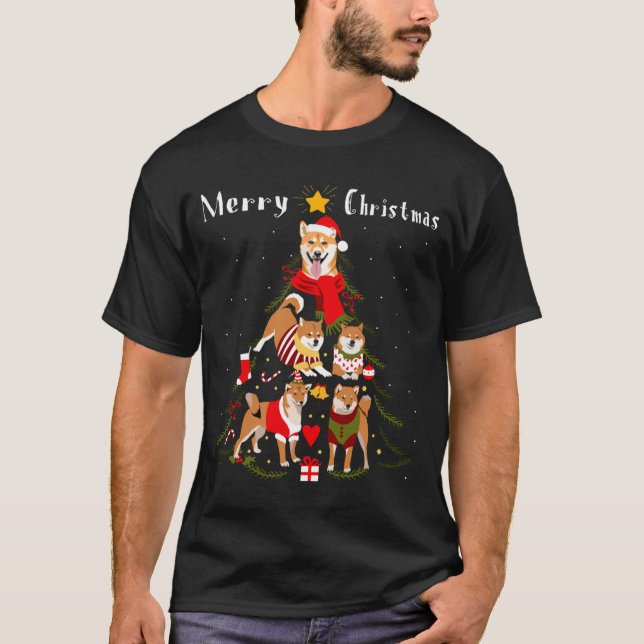 Christmas Tree Shiba Inu Lover Xmas Dog Owner New  T-Shirt (Front)