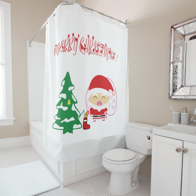 Christmas tree shower curtain (In Situ)