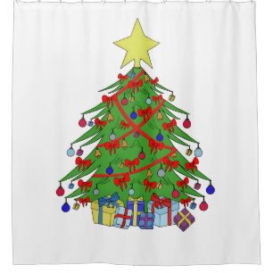 Christmas tree shower curtain
