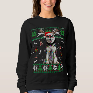 Christmas Tree Siberian Husky Pajama Sweatshirt