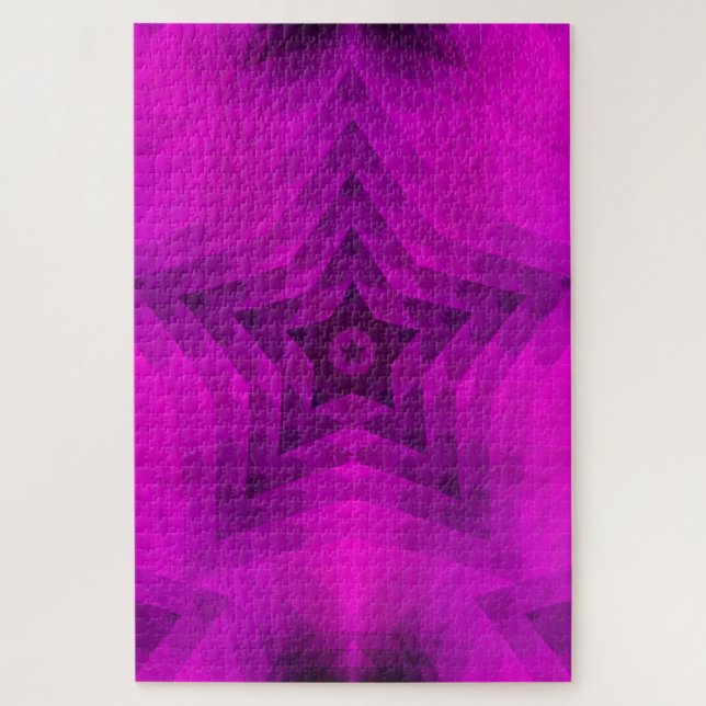 Christmas Tree Silhouette & Purple Star Gradient Jigsaw Puzzle (Vertical)