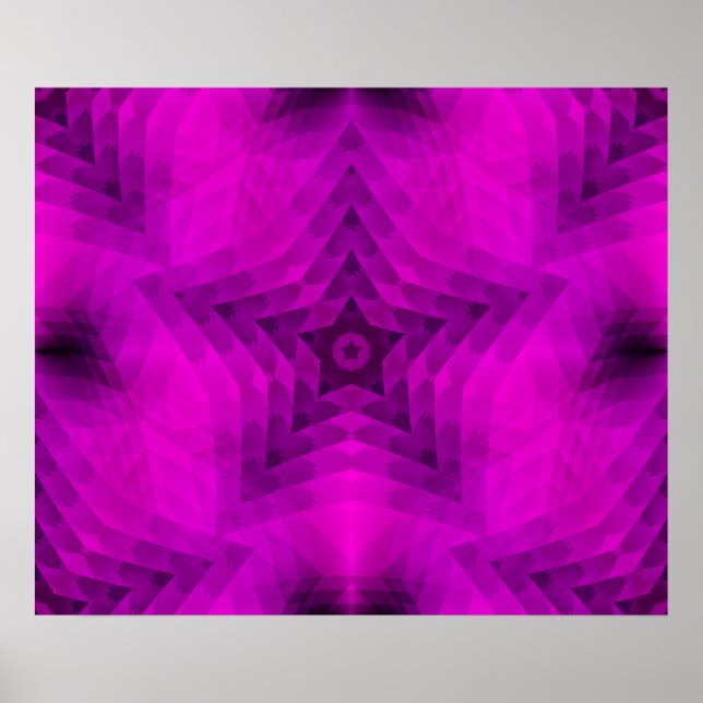 Christmas Tree Silhouette & Purple Star Gradient Poster (Front)