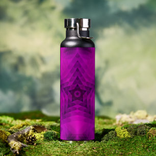 Christmas Tree Silhouette & Purple Star Gradient Water Bottle