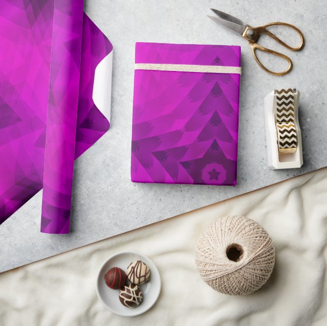 Christmas Tree Silhouette & Purple Star Gradient Wrapping Paper (Crafts)