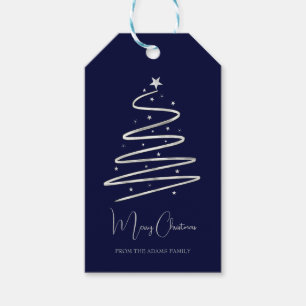 Christmas tree silver stylish minimalist custom gift tags