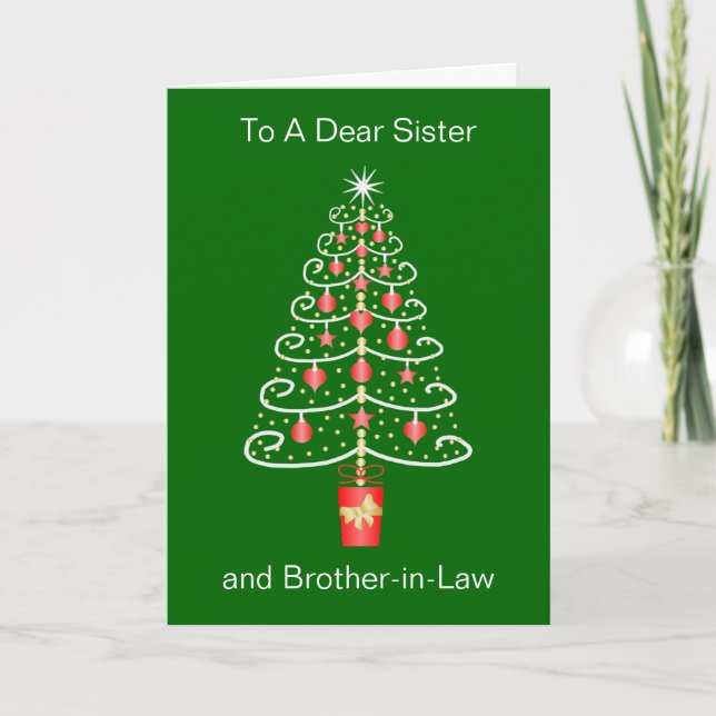 Christmas Tree Sister And Brother-In-Law Christmas Holiday Card (Front)