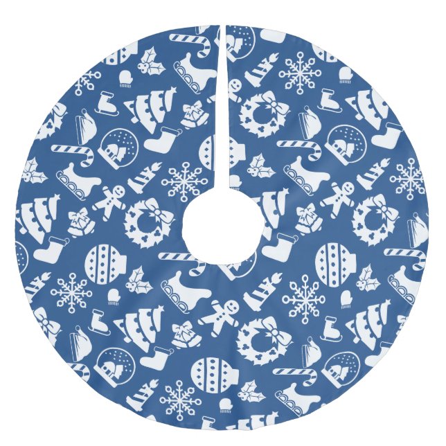 Christmas Tree Skirt - Blue Christmas Designs (Front)
