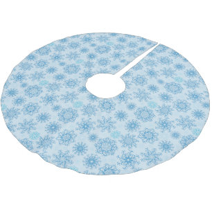 Christmas Tree Skirt-Blue Snowflakes Brushed Polyester Tree Skirt