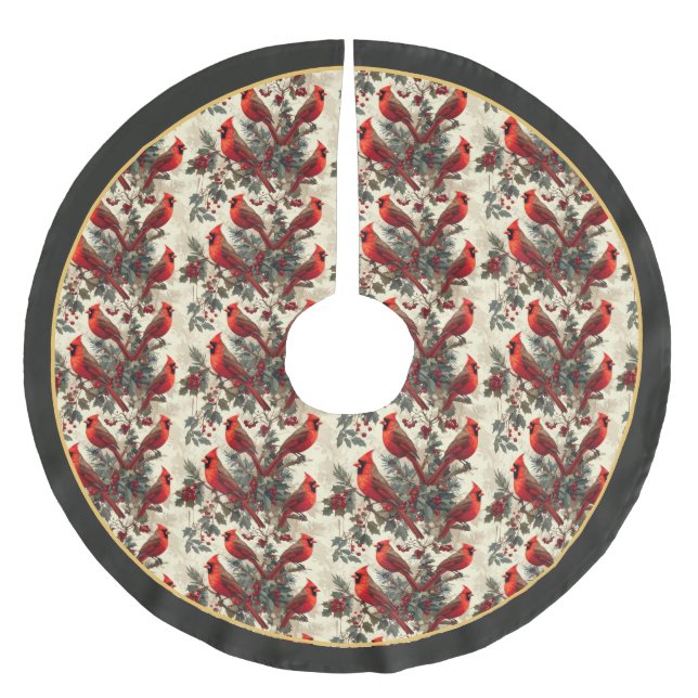 Christmas Tree Skirt Red Cardinals (Front)