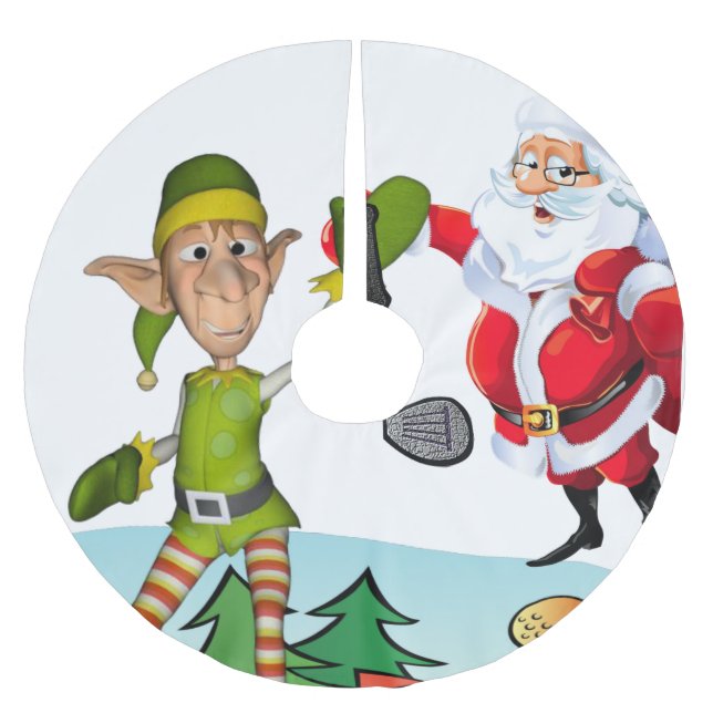 Christmas Tree Skirt Santa Golfing (Front)