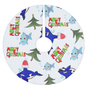 Christmas Tree Skirt Shark Fish 