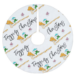 Christmas Tree Skirt Snowman Frogging Mushroom