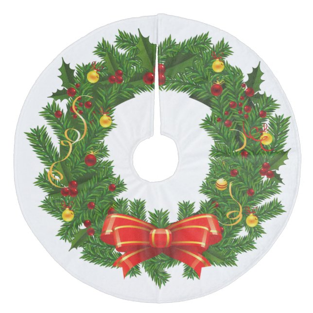 Christmas Tree Skirt/Wreath Fleece Tree Skirt (Front)