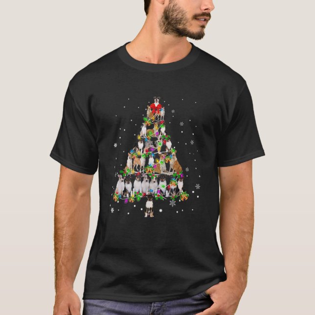 Christmas Tree Smooth Collie dog Xmas Tree Light S T-Shirt (Front)