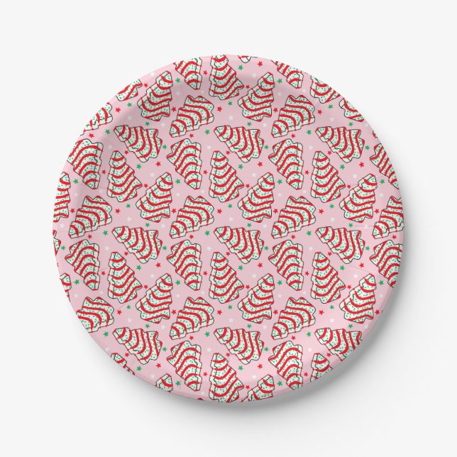 Christmas Tree Snack Cake Paper Plates (Front)