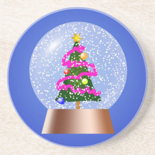 Christmas Tree Snow Globe Coaster