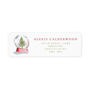 Christmas Tree Snow Globe Holiday Return Address