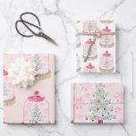 Christmas Tree Snow Globe Holiday Wrapping Paper Sheet<br><div class="desc">Christmas watercolor tree snow globe with pink and white background. Single snow globe,  pattern and pattern on white for variety on this theme.</div>