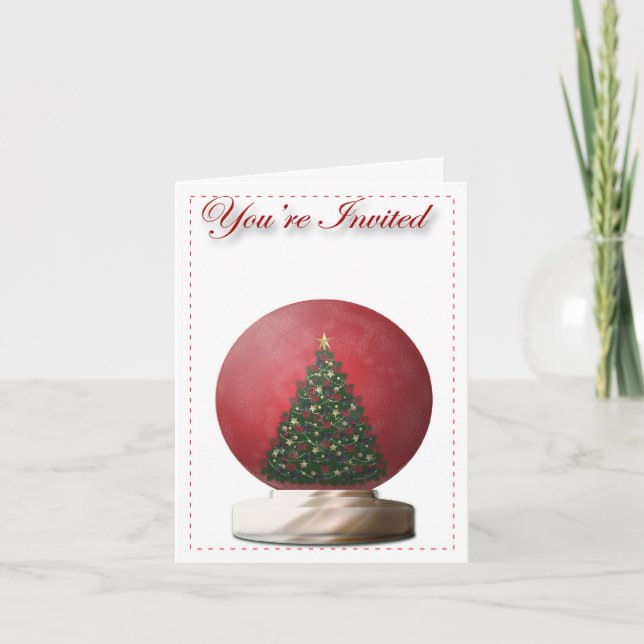 Christmas Tree Snow Globe Invitation (Front)