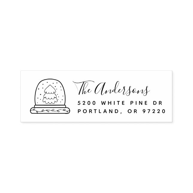 Christmas Tree Snow Globe Return Address Self-inking Stamp (Design)