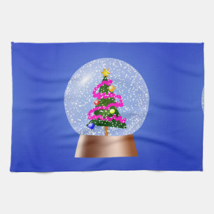 Christmas Tree Snow Globe Tea Towel