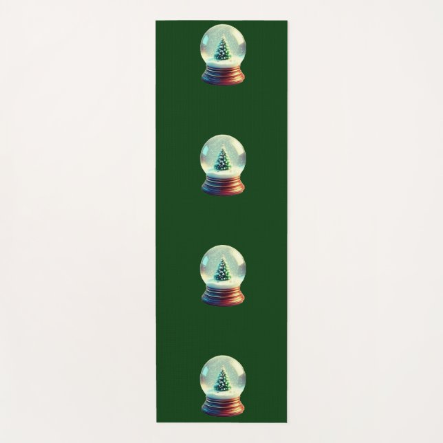 Christmas Tree Snow Globe Yoga Mat (Front)
