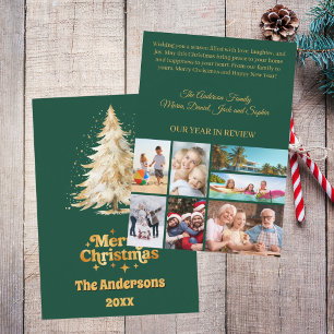 Christmas tree snow green photo year in review holiday card