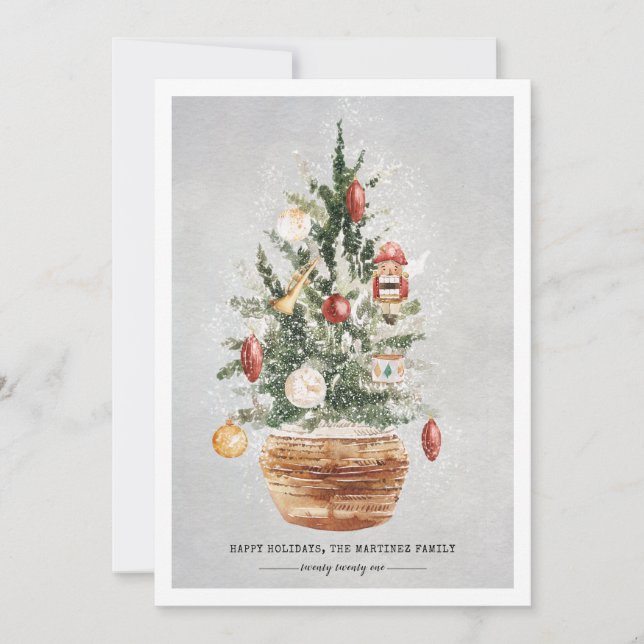 Christmas Tree Snow Happy Holidays Christmas Card (Front)