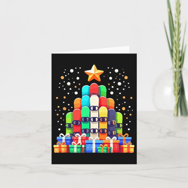 Christmas Tree Snowboard Snowboarding Snowboarder  Card (Front)