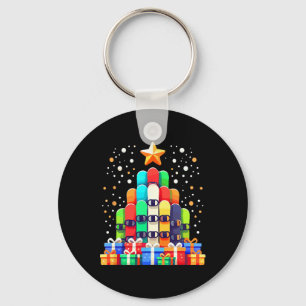 Christmas Tree Snowboard Snowboarding Snowboarder Key Ring