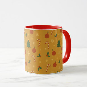 Christmas Tree, Snowflake & Holly Repeating  Mug
