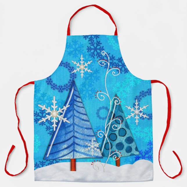 Christmas Tree & Snowflake Jewelled Apron (Front)