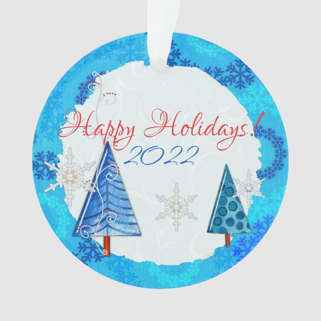 Christmas Tree & Snowflake Jewelled Ornament (Front)