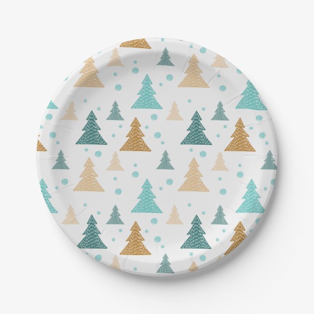 Christmas tree snowflake paper plate (Front)