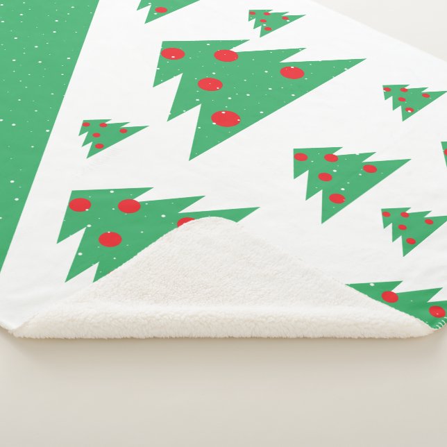 Christmas Tree Snowflake Red Green Christmas Sherpa Blanket (3/4)