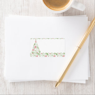 Christmas Tree Snowflake Swirl Christmas Label