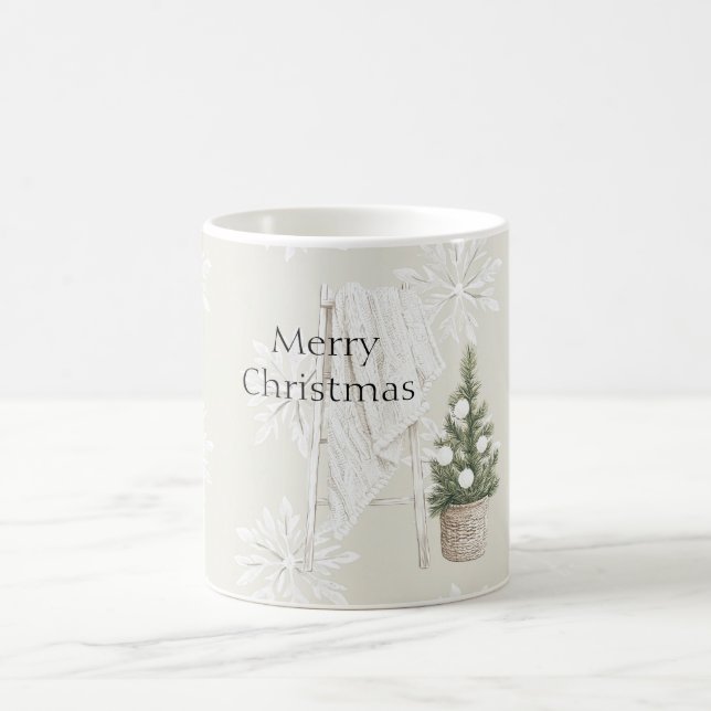 Christmas Tree Snowflakes Blanket Ladder Coffee Mug (Center)