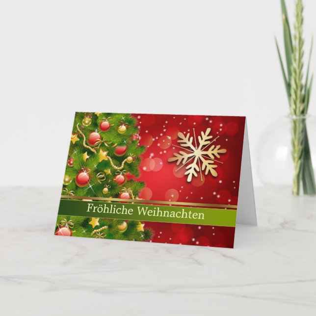 Christmas tree snowflakes German Holiday Card (Front)