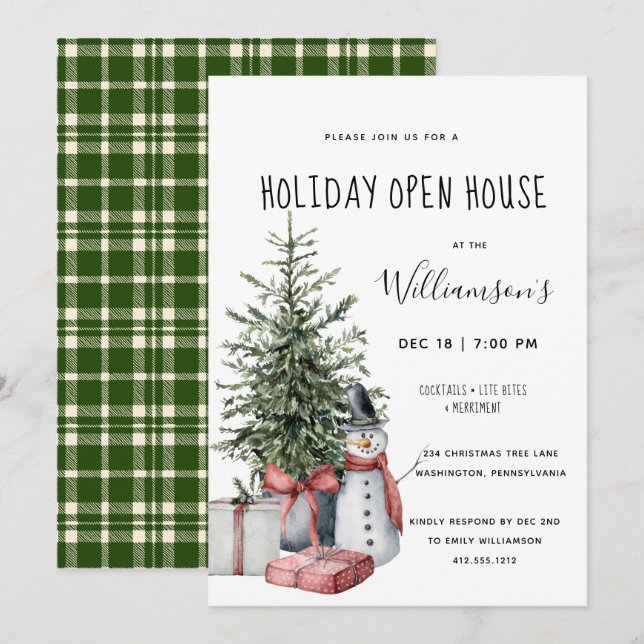 Christmas Tree Snowman Christmas Party  Invitation (Front/Back)