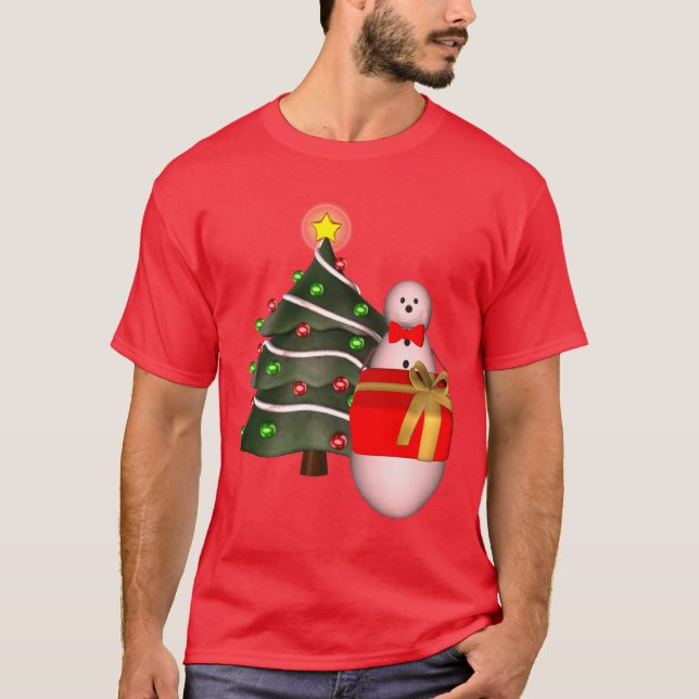Christmas Tree Snowman Holiday Cute  T-Shirt (Front)