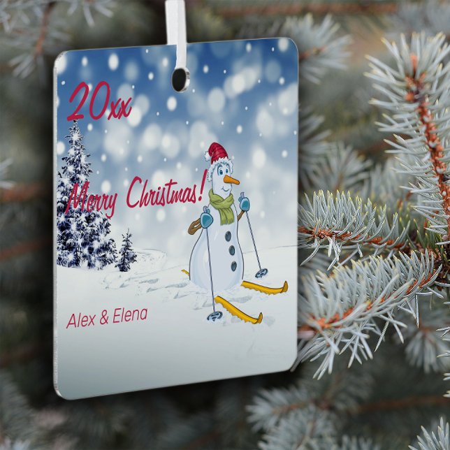 Christmas tree snowmen Metal Square Ornament (Creator Uploaded)