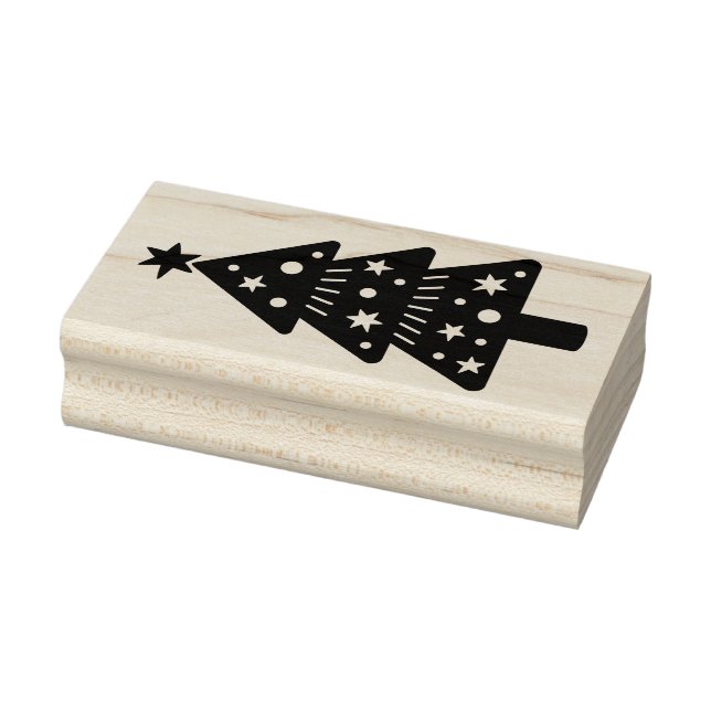 Christmas Tree Solid Design Wood  Rubber Stamp (Stamp)