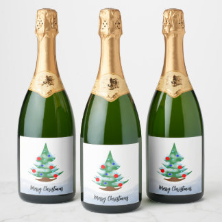 Christmas tree sparkling wine label