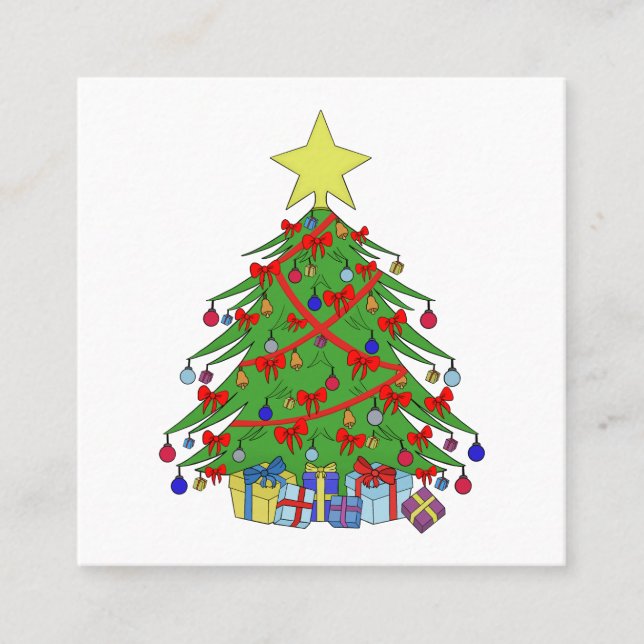Christmas tree square business card (Front)